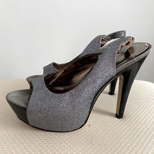 Sparkly Stiletto Peep Toe Heels